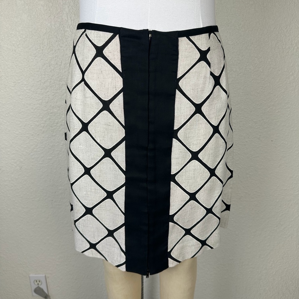 Union Made Womens Skirt Sz M Black -Ten Geometric Patern Cotton Zipper